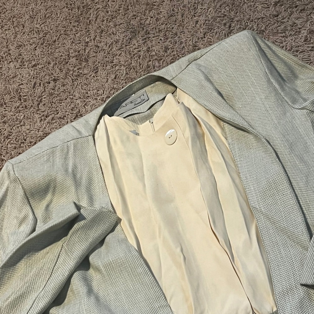 Vintage Tareti Howard Levi Skirt Suit Set Dress and Blazer Sage Green Size 12